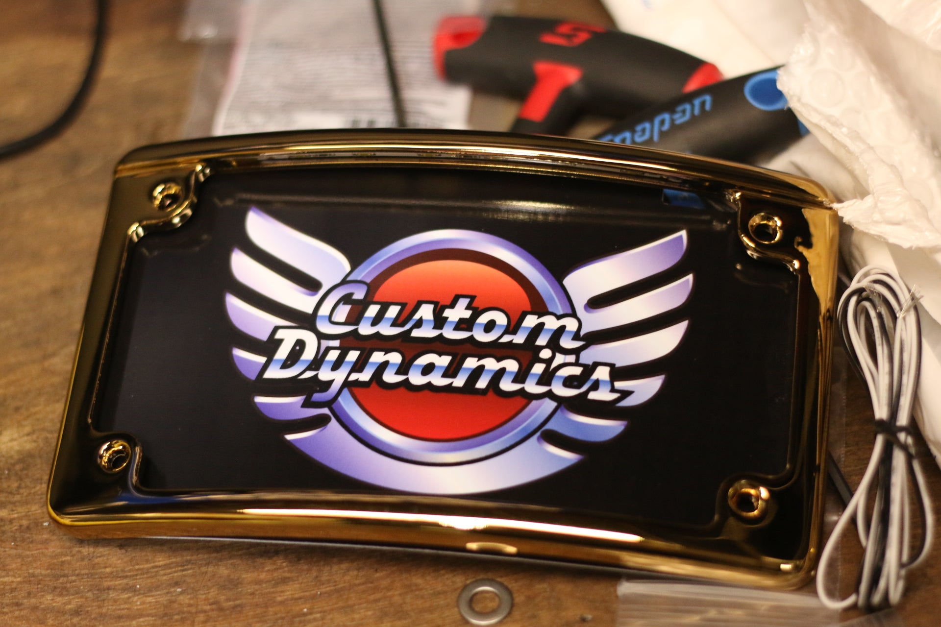 Custom Dynamics, Custom Dynamics Radius LED License Plate Frame - Gold