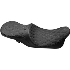 drag, DRAG - BACKREST COMPATIBLE 2-UP LEATHER SEAT- DOUBLE DIAMOND STITCHED - '08 - '20 TOURING