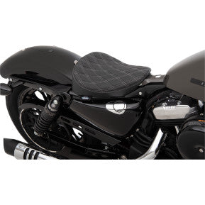 drag, DRAG - BOBBER SOLO SEAT - DOUBLE DIAMOND STITCH, SILVER THREAD - '10-21 XL