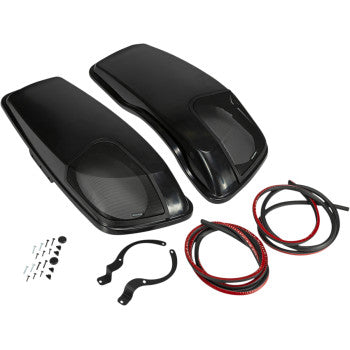 Kicker, KICKER - SADDLEBAG SPEAKER LIDS - VIVID BLACK - SPEAKERS INCLUDED