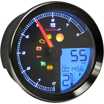 KOSO NORTH AMERICA, KOSO - HD-04 SPEEDOMETER/ TACHOMETER - BLACK BEZEL