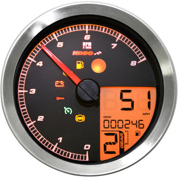 KOSO NORTH AMERICA, KOSO - HD-04 SPEEDOMETER/ TACHOMETER - SILVER BEZEL