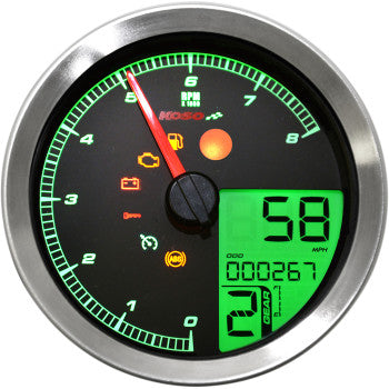 KOSO NORTH AMERICA, KOSO - HD-04 SPEEDOMETER/ TACHOMETER - SILVER BEZEL