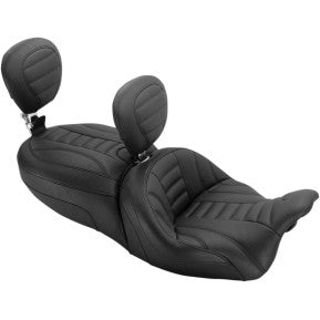 Mustang, MUSTANG - ONE-PIECE VINTAGE TOURING SEAT - STANDARD W/ DRIVERS BACKREST AND PASSENGER BACKREST - '15-20 TOURING