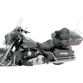 Mustang, MUSTANG - SUPER TOURING SEAT W/ DRIVERS BACKREST - SMOOTH, CHROME STUDDED - '08-20 TOURING