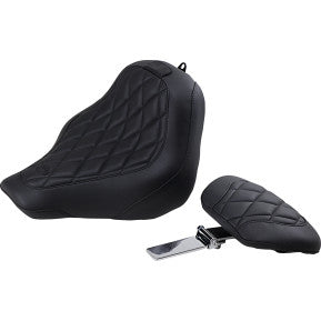 Mustang, MUSTANG - WIDE TRIPPER SEAT WITH BACKREST - BLACK, DIAMOND STITCH -