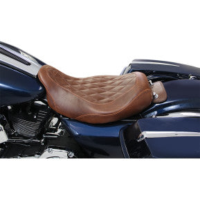 Mustang, MUSTANG - WIDE TRIPPER SOLO SEAT - BROWN, DIAMOND STITCH - '08-20 TOURING