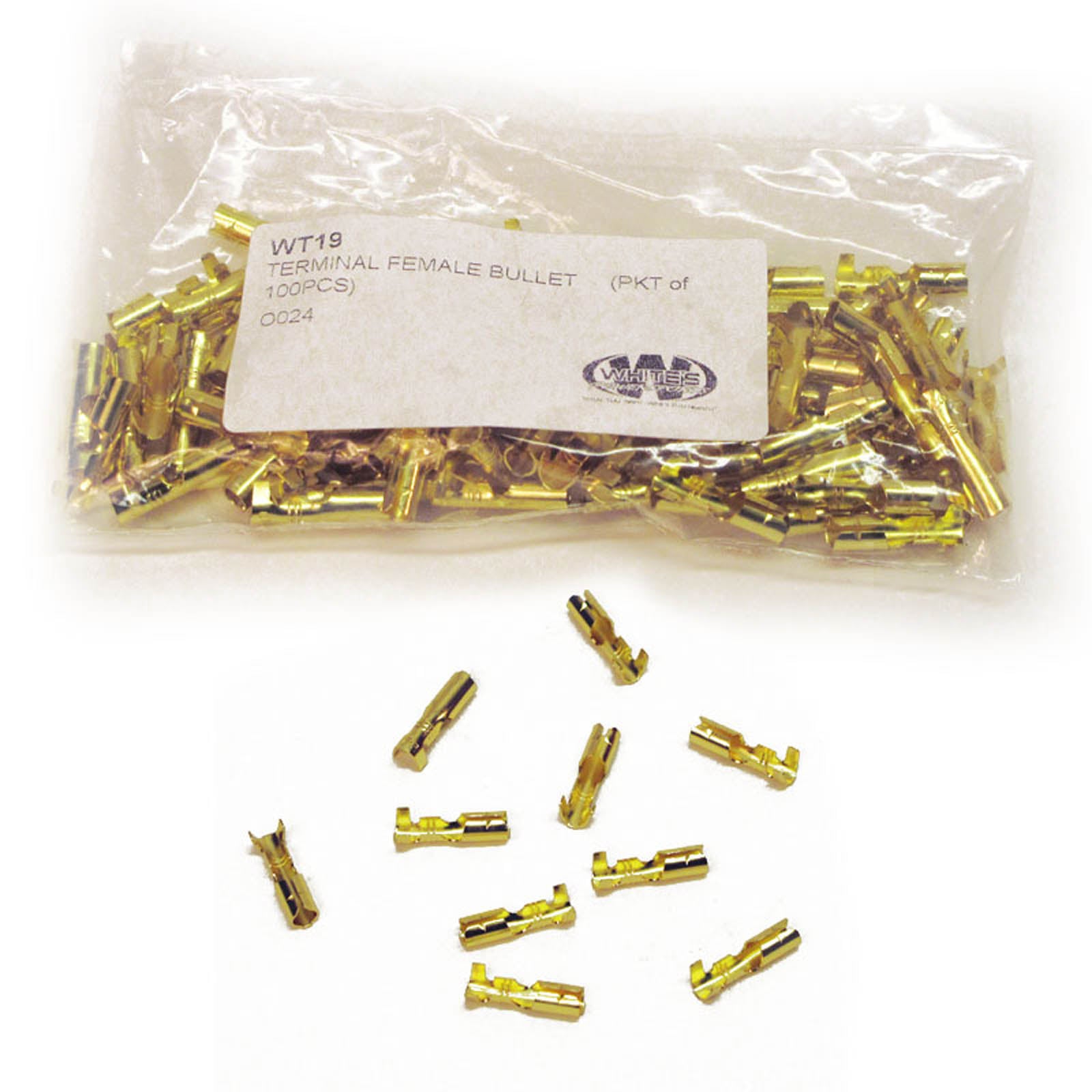 Whites Motorcycle Parts, TERMINAL FEMALE BULLET (PKT of 100PCS)